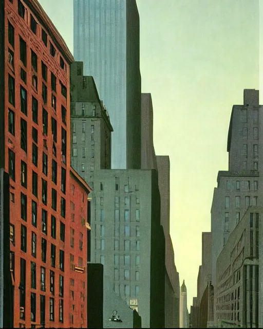 Prompt: new york city by rene magritte