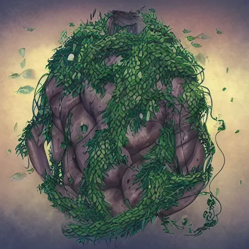 Prompt: A gigantic chest covered in vines underwater, Trending on Artstation,Digital art.