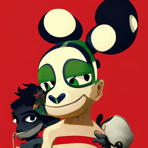 Prompt: a cute animal mascot character, digital painting masterpiece, advanced lighting technology, stylized yet realistic anatomy and face, gorgeous, by reiq and jamie hewlett and bengus and akiman and shigenori soejima and bastien vives and balak and michael sanlaville, 4 k wallpaper, cinematic, gorgeous brush strokes