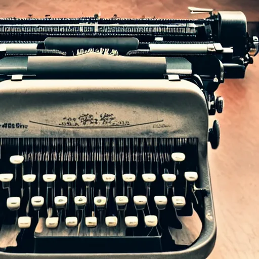 Image similar to an old fashioned typewriter with arms typing on itself