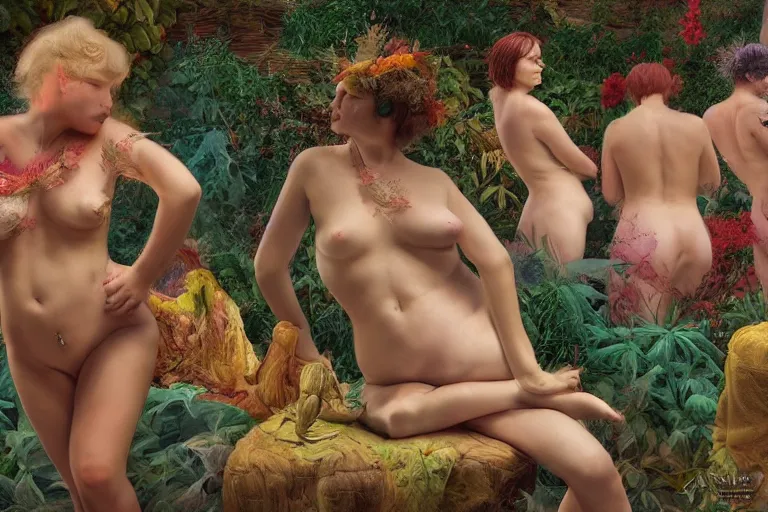 Prompt: nudist colonies shun fig - leaf couture. photo - realistic hd, hyperrealism, colourful, highly detailed, cinematic, luminescence, 3 2 k, dop, high contrast, intricate, mystery, epic, fantasy