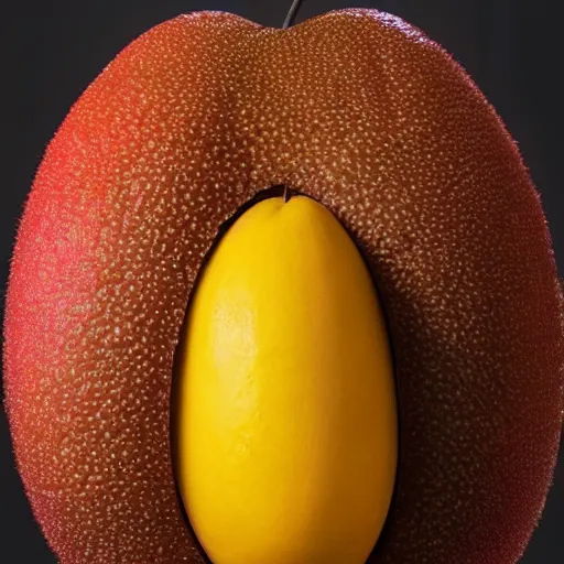 Image similar to photo of elon musk cosplaying as a mango fruit costume, highly detailed, extremely high quality, hd, 4 k, 8 k, professional photographer, 4 0 mp, lifelike, top - rated, award winning, cinematic, realistic, detailed lighting, detailed shadows, sharp, no blur, edited, corrected, trending