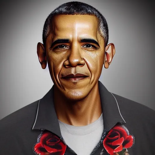 Prompt: studio photo of obama with face tattoos, facial tattoo!, highly detailed, high quality, award winning