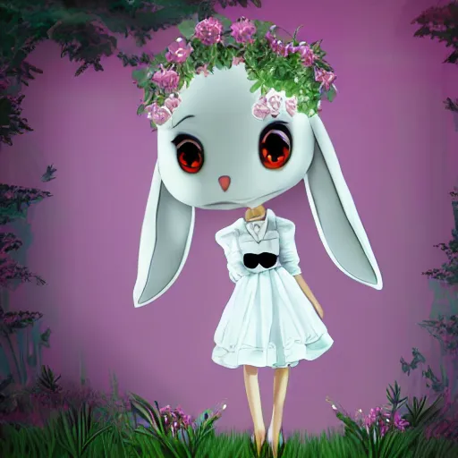 Image similar to a rabbit wearing a white dress funkpop