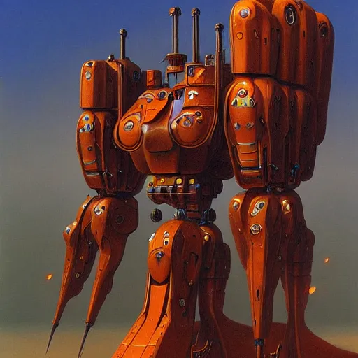 Image similar to combat mecha by zdzisław beksinski, vladimir kush