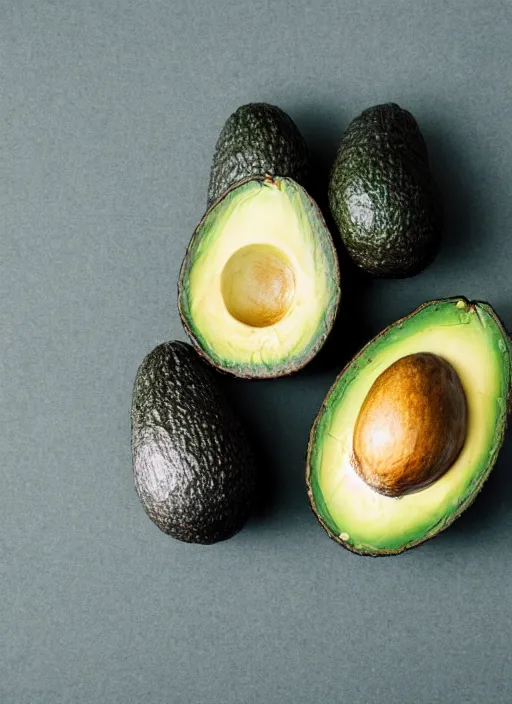 Prompt: photo avocado on a hand soft focus isolated white background