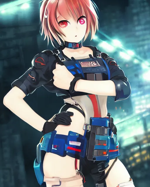 Image similar to full body portrait of anime girl in mechanic armor in night tokyo by makoto sinkai, perfect face, fine details