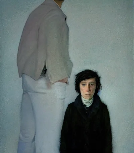 Image similar to a high quality, high detail, portrait of an attractive non - binary person by andrew wyeth and gottfried helnwein