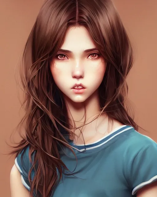 Prompt: 1 5 - year old girl with lush brown hair, large front teeth, and bright piercing brown eyes, hyper realistic face, beautiful eyes, character art, art by artgerm lau and wlop and and ilya kuvshinov and john singer sargent, hyperdetailed, symmetrical, cryengine, trending on artstation, digital art