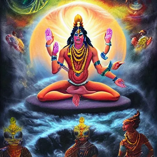 Image similar to lord shiva creating the multiverse, fantasy artwork