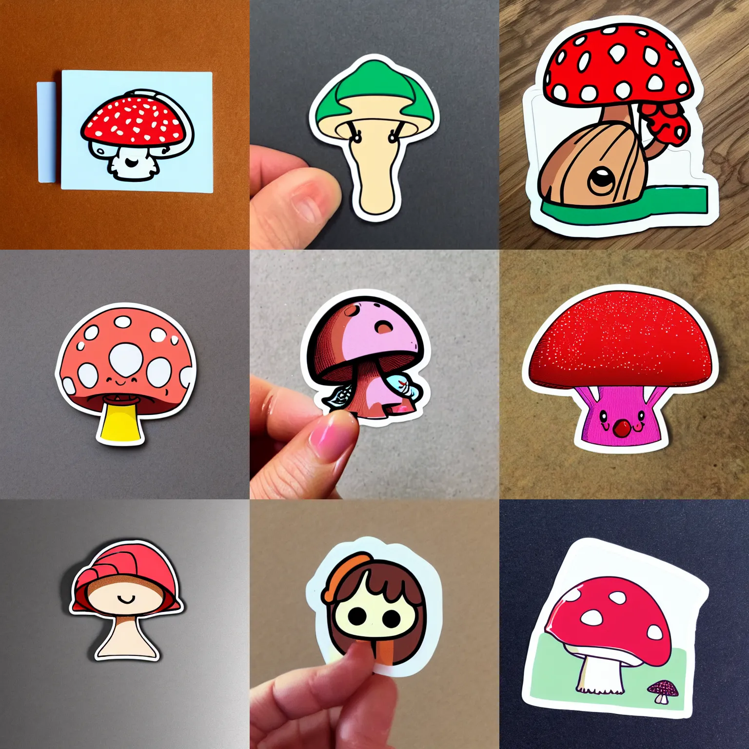 Prompt: sticker illustration of a cute smiling mushroom