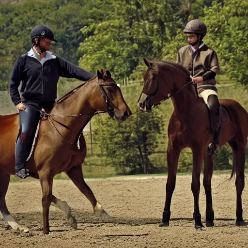 Prompt: a horse riding a horse riding a horse