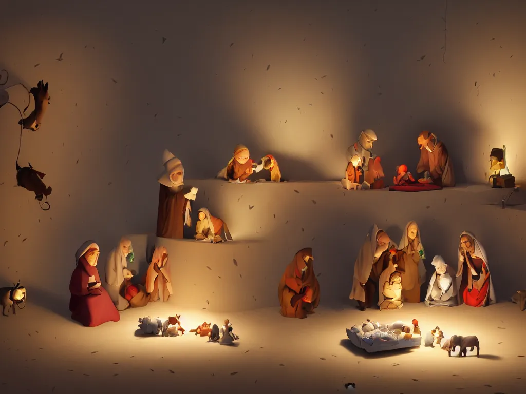 Image similar to the nativity, by goro fujita, trending on artstation, 8k, highly detailed, digital graphic art