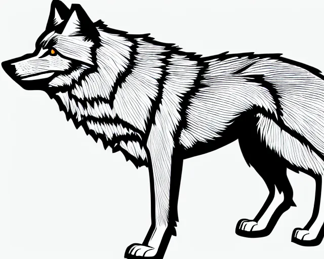 Image similar to professional digital art of a full-body outline of a wolf, very simple, no color, high quality, HD, 8K,