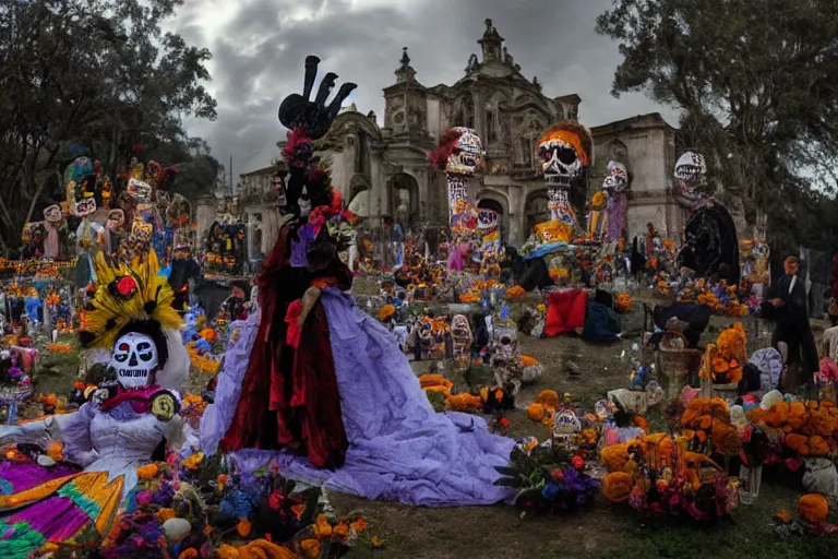 Image similar to cinematography dia de muertos in san magel de ayende by Emmanuel Lubezki