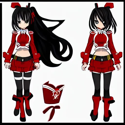 Image similar to Houshou Marine. Hololive character. Anime girl, 宝鐘マリン. Red pirate outfit and black pirate tricorn. Ahoy! Pirate girl ANIME drawing. brickred outfit colorscheme. Her name is Houshou Marine. Anime cute face. Yun Jin artist. Naoki Saito artist