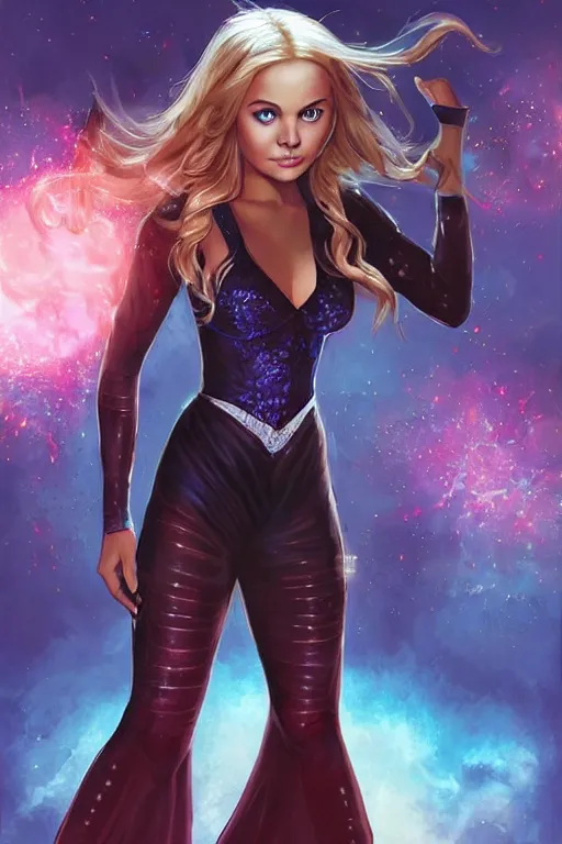 Image similar to frontal standing pose portrait of Sabrina the Teenager Witch, very beautiful young woman, straight hair, push-up underwire. Intricate, concept art, magic lighting overlays, magical portal opened, D&D!, fantasy style, sharp focus!, ultra detailed, art by Artgerm and Peter Andrew Jones, WLUP, Magali Villeneuve