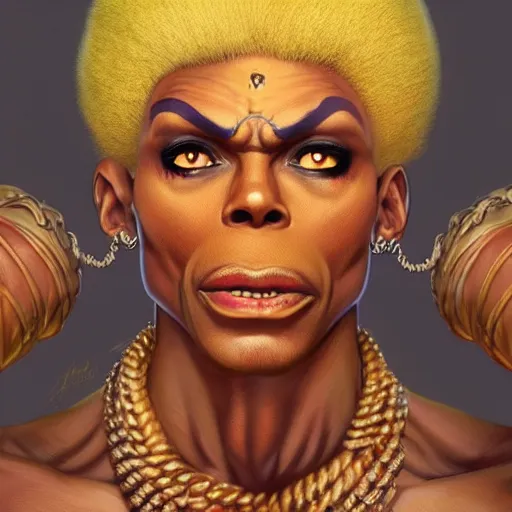 Prompt: rupaul as dhalsim street fighter, portrait, ultra realistic, concept art, intricate details, highly detailed, photorealistic, octane render, 8 k, unreal engine, art by frank frazetta, simon bisley, brom