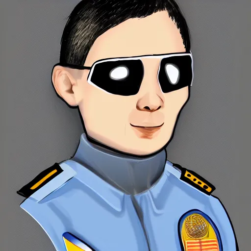 Image similar to id photo of a space officer in military outfit, digital painting
