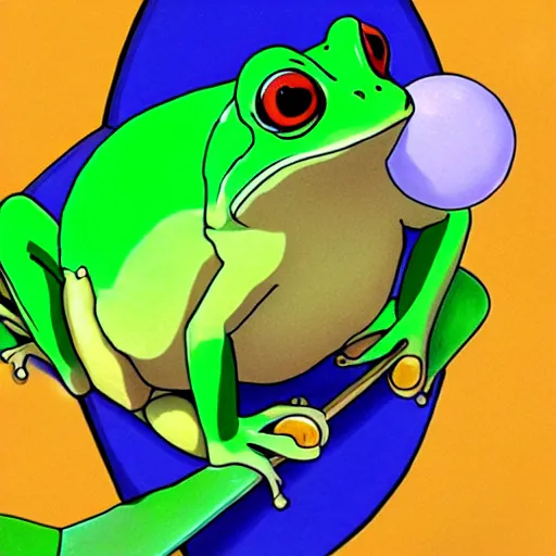 Prompt: cute frog themed bar anime key art studio ghibli,