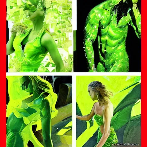 Image similar to by steve henderson insane lime green. a beautiful collage. think of it as a parallel universe. but maybe it's the real one, & we're in a dream.