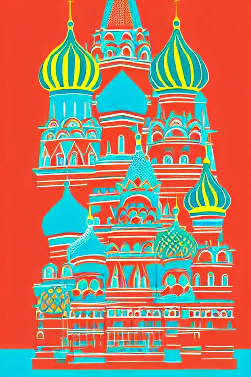 Image similar to minimalist boho style art of colorful moscow, illustration, vector art