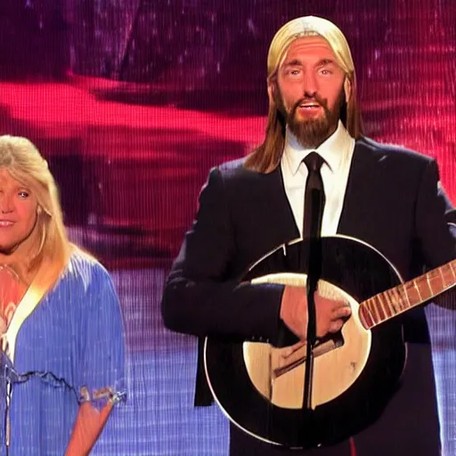 Prompt: jesus turning water into wine on America's got talent