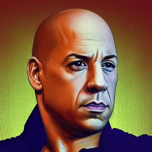 Image similar to “ vin diesel retro minimalist portrait by jean giraud, moebius starwatcher comic, 8 k ”