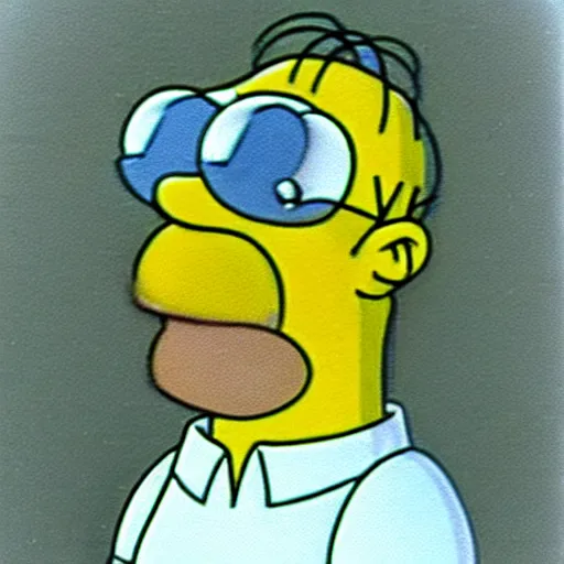 Image similar to a still polaroid photo of the real homer simpson