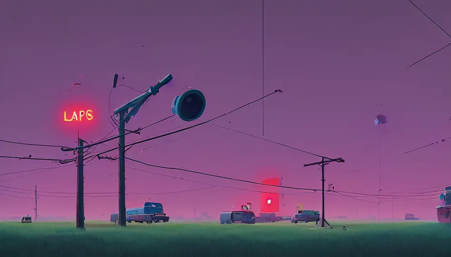 Prompt: the two complementary forces that make up all aspects and phenomena of life, by simon stalenhag