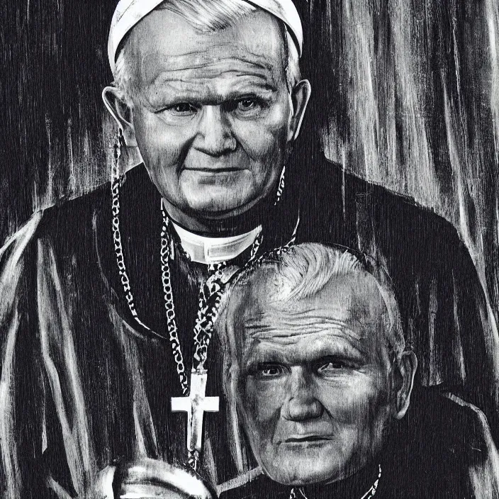 Image similar to John Paul II in style of cyberpunk