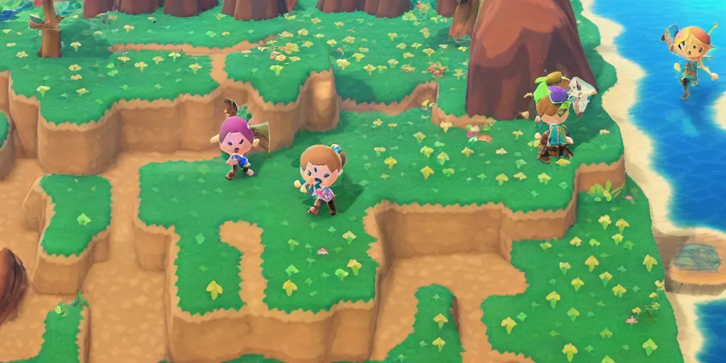 Image similar to tunic the video game map in the style of animal crossing meets legend of zelda breath of the wild