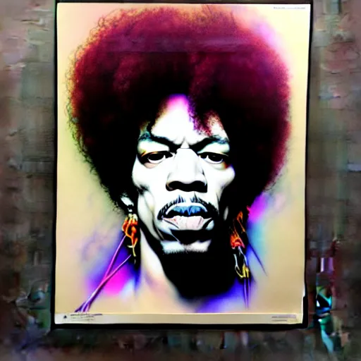 Prompt: uhd photorealistic portrait of albino jimi hendrix, by amano, ayami kojima, greg rutkowski, lisa frank, mark brooks, and karol bak, masterpiece, cinematic composition, dramatic pose, studio lighting, correct face, hyperdetailed, intricate details