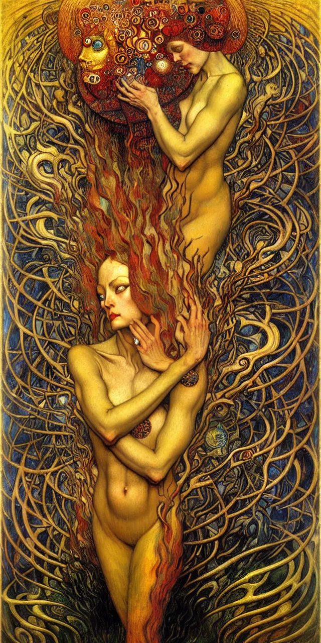 Image similar to Divine Chaos Engine by Karol Bak, Jean Delville, William Blake, Gustav Klimt, and Vincent Van Gogh, symbolist, visionary