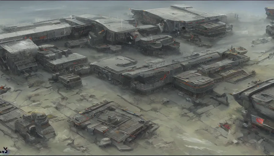 Prompt: concept art of modular military base, oil painting by jama jurabaev, extremely detailed, brush hard, artstation, for aaa game, high quality, brush stroke