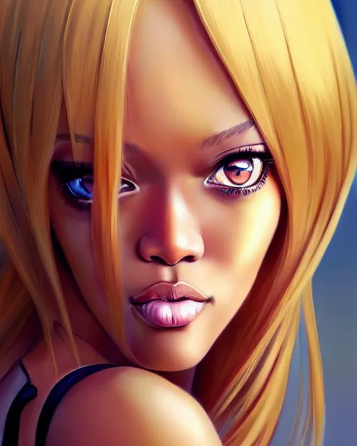 Image similar to portrait of Tyra Banks as Anime girl cute-fine-face, blonde hair, full body! pretty face, realistic shaded Perfect face, fine details. Anime. realistic shaded lighting by Ilya Kuvshinov Giuseppe Dangelico Pino and Michael Garmash and Rob Rey