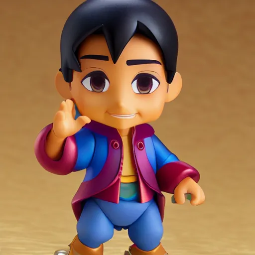 Image similar to pixar 3 d aladdin as nendoroid, side view, 8 k hd dof, kodak film,