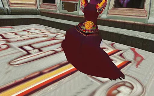 Image similar to Kate Bush in an ornate dress in Tony Hawk's Pro Skater 3, gameplay screenshot