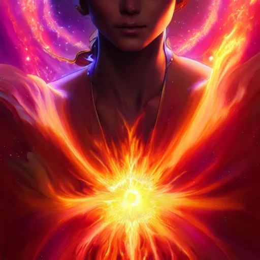 Prompt: A stunningly beautiful supernova explosion, highly detailed, digital painting, artstation, smooth, sharp focus, 8K, art by artgerm and greg rutkowski and alphonse mucha