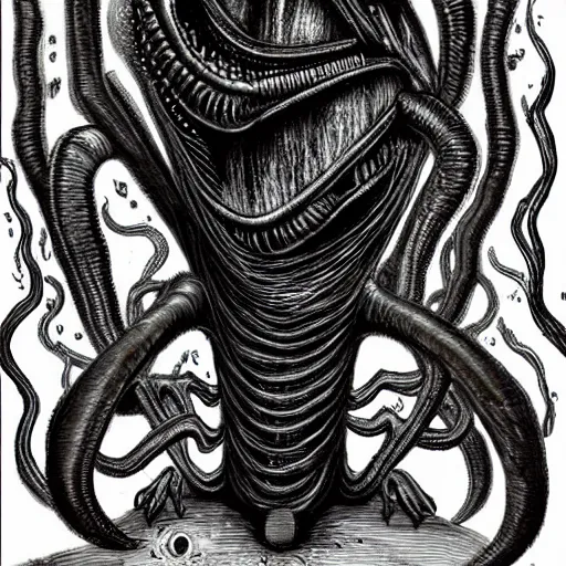 Image similar to lovecraftian horror by hr giger