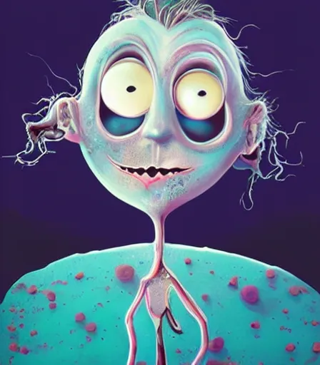 Image similar to Tim Burton style Freezing by Alex Pardee and Nekro and Petros Afshar, and James McDermott,unstirred paint, vivid color, cgsociety 4K