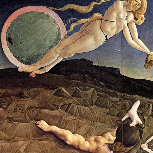 Image similar to Painting of Sandro Botticelli set on the moon