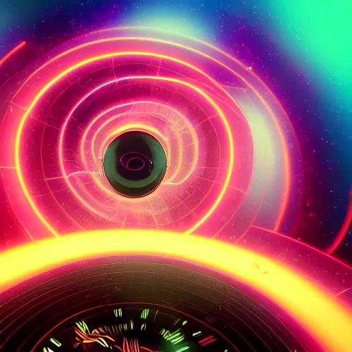 Image similar to psychedelic, spiral clock, black hole, octane render, unreal engine