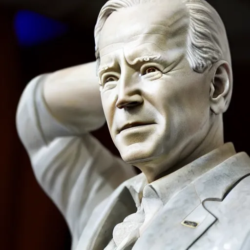 Image similar to a marble statue of joe biden