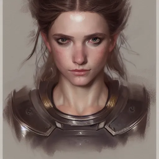 Prompt: portrait of a beautiful young irish woman with boyish hair wearing full plate armor, HD, D&D 4k, 8k, incredibly detailed, intricate, masterpiece, digital illustration by greg rutkowski, trending on artstation, character design, concept art