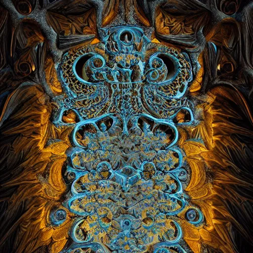 Prompt: a beautiful 3 d stone carving of an intricate mandelbrot fractal cathedral populated by fractals by android jones, carved soap, color scheme, unreal engine, volumetric lighting, dynamic lighting, bright, dramatic lighting, high contrast, carved marble, opalescent, sagrada familia arch, sacred geometry, religious, angelic, catholic punk, stark