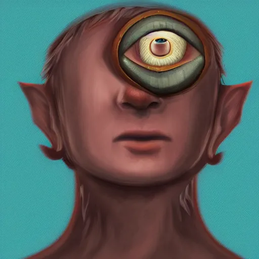 Prompt: one - eyed monster, ancient cyclops, portrait, digital painting
