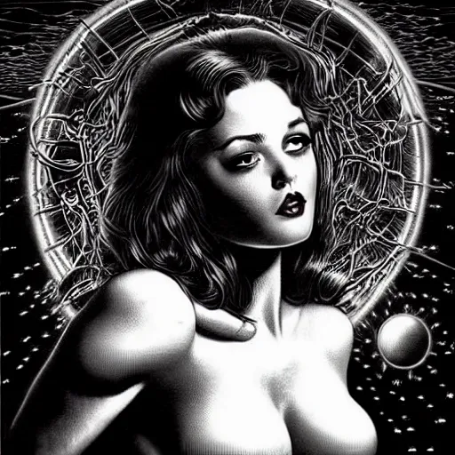 Image similar to Now I have become Death, the destroyer of worlds, artwork by artgerm, art by Virgil Finlay