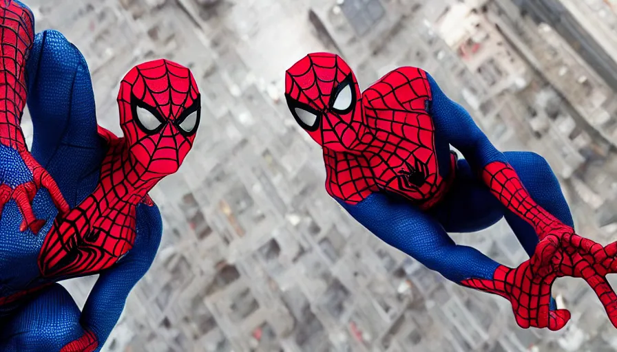 Image similar to spiderman looking seductively at the camera