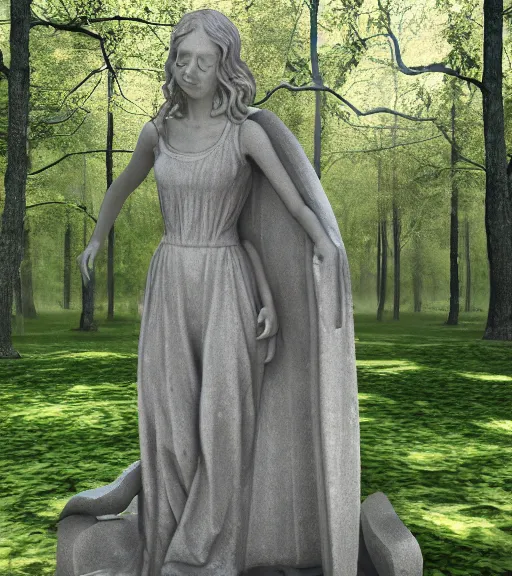 Image similar to weeping angel statue in graveyard surrounded by beautiful forest, vintage film photo, cgsociety, octane render, trending on artstation, artstationHD, artstationHQ, unreal engine, 4k, 8k